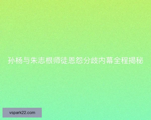 孙杨与朱志根师徒恩怨分歧内幕全程揭秘